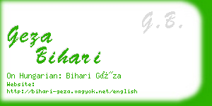 geza bihari business card